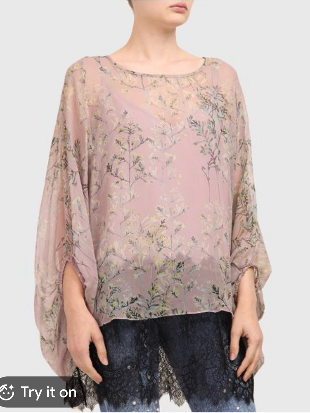 Marina Rinaldi Fastoso 💯% silk Sheer Floral Top in Dusty Pink 2 piece NWT 16